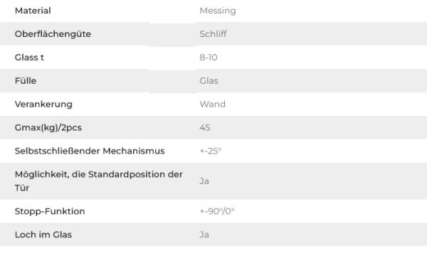 Messing Türbeschlag Scharniere für Schwingtür Glastür Pendeltür geschliffen K320